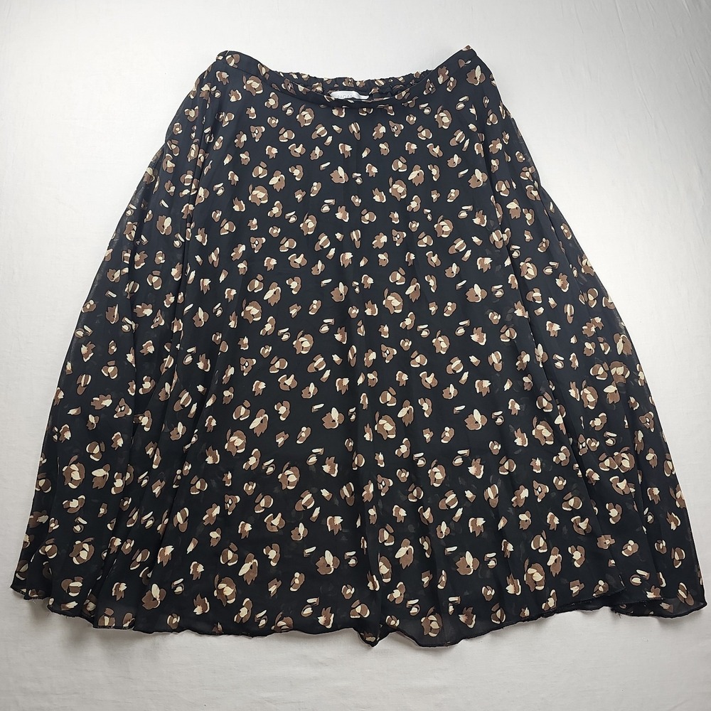 Pagani Women's Skirt Size 12 Black Brown Animal Print Flowy A-Line Casual - Picture 2 of 7